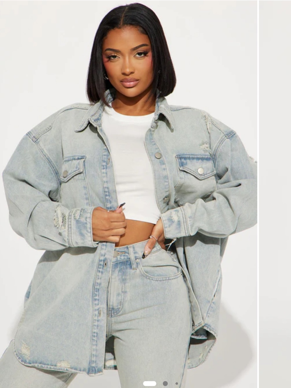 Fashion Nova Light Wash Tinted Denim Shacket 3x